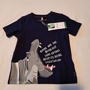 Joules boys size 4 years Hippo tshirt navy blue, New